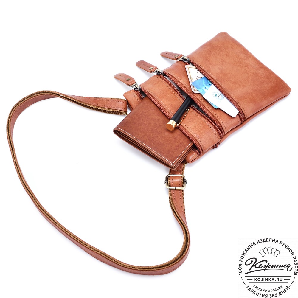 Кожаная сумка "Аллен макси" (рыжая гладкая кожа)